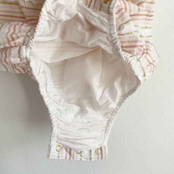 Rose Gold Striped Baby Romper Size 12 Months - Picture 6 of 6